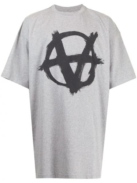 Camiseta con estampado oversized Vetements gris