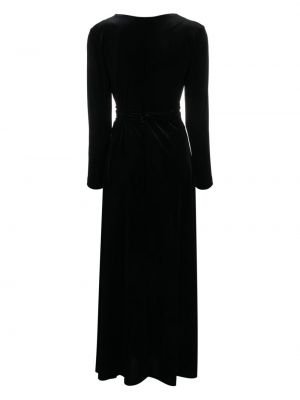 Aksamitna sukienka długa z dekoltem w serek D.exterior czarna