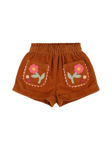 Bomull kordfløyel brodert shorts for jenter Louise Misha brun