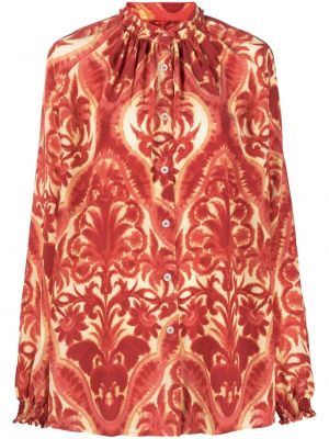 Bluză de mătase cu imagine F.r.s For Restless Sleepers roșu