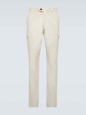 Pantalones rectos de algodón Brunello Cucinelli blanco