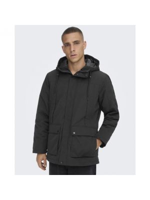 Parka con capucha Only & Sons negro