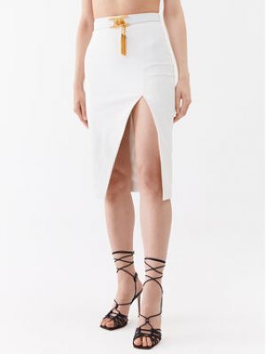Slim fit priliehavá puzdrová sukňa Elisabetta Franchi biela