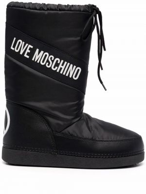 Stivali con stampa Love Moschino nero