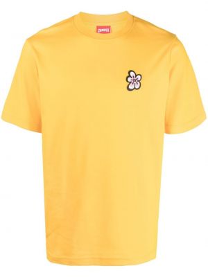 Květinové tričko s potiskem Camper žluté