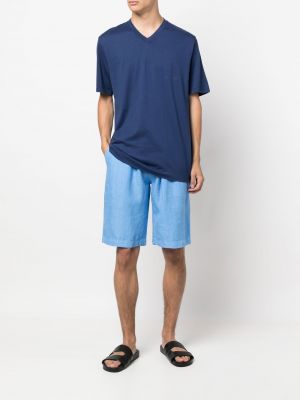 T-shirt aus baumwoll mit v-ausschnitt Fedeli blau