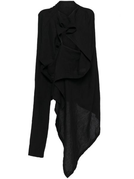 Lanena jakna s draperijom Yohji Yamamoto crna