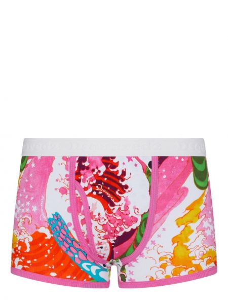 Bavlnené boxerky s potlačou s abstraktným vzorom Dsquared2 ružová