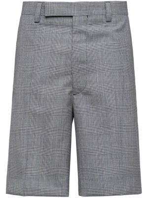 Bermuda kratke hlače s karirastim vzorcem Prada siva