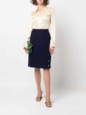 Pieštuko formos sijonas tvido Chanel Pre-owned mėlyna