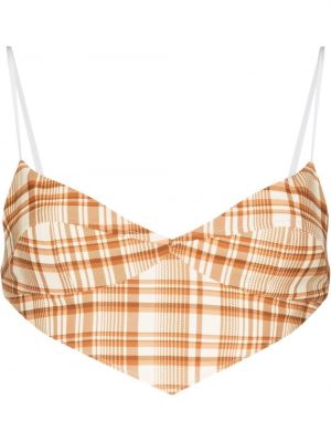 Trykt sjekket crop top Juneyen oransje