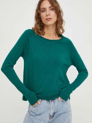 Памучна блуза с дълъг ръкав American Vintage зелено