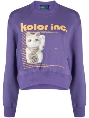Raštuotas medvilninis džemperis Kolor violetinė
