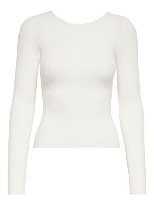 Viskózový nylonový priliehavý sveter Only - biela