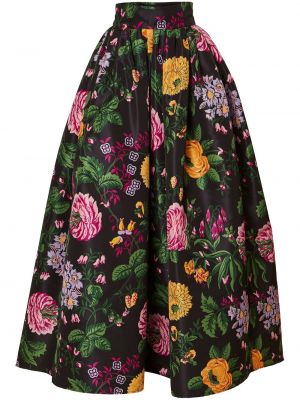 Suknja s cvjetnim printom s printom Carolina Herrera crna