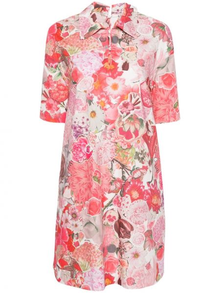 Pamučna haljina s cvjetnim printom s printom Marni ružičasta
