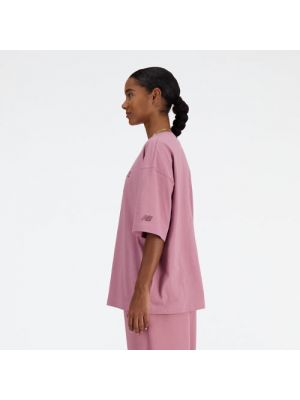 Oversize jersey t-shirt aus baumwoll New Balance pink