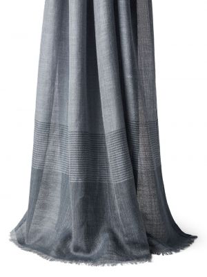 Kostkovaný hedvábný šál Brunello Cucinelli šedý