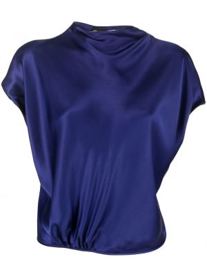 Bluza z draperijo Giorgio Armani modra