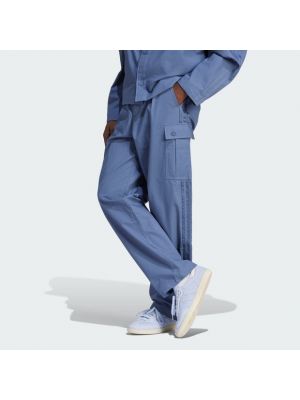 Pantalon cargo en coton en jersey Adidas bleu