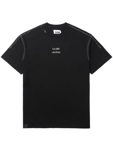 Raštuotas medvilninis marškinėliai Izzue juoda