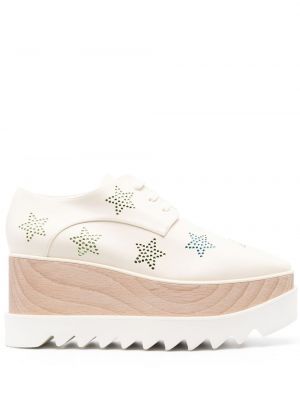 Oksfordo batai su platforma su kristalais su žvaigždės raštu Stella Mccartney balta