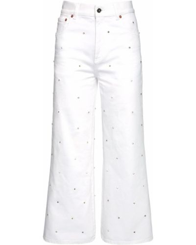 Voľné džínsy s vysokým pásom Valentino biela
