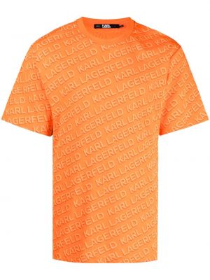 Bavlnené tričko s potlačou Karl Lagerfeld oranžová