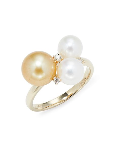 Złoty pierścionek z perełkami Effy