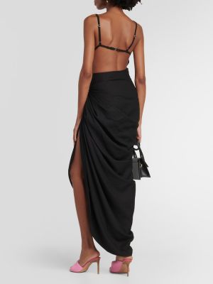 Drapované midi šaty Jacquemus čierna