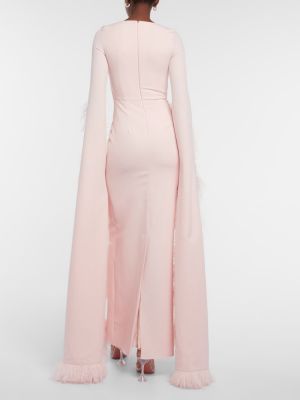 Sukienka długa w piórka drapowana Safiyaa różowa