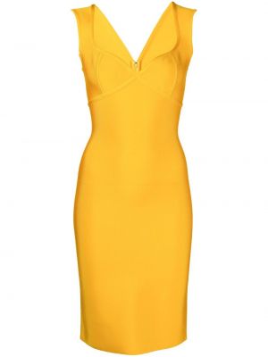Коктейлна рокля Herve L. Leroux жълто