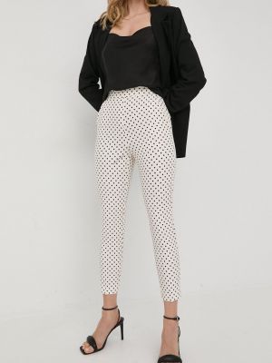 Elisabetta Franchi pantaloni femei, culoarea bej, fason tigareta, high waist