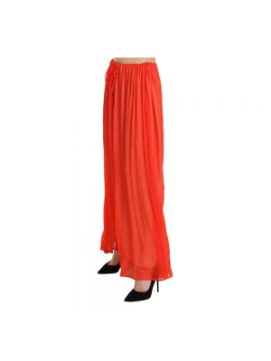 Falda larga de viscosa plisada de crepé Jucca naranja