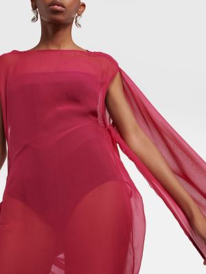 Rochie lunga de mătase drapată Rick Owens roz