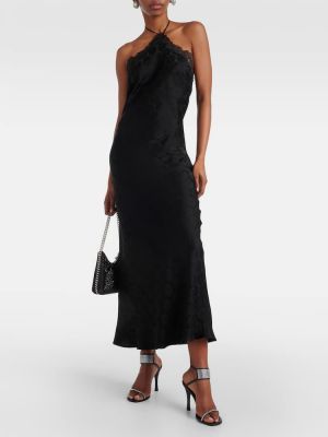 Φλοράλ μίντι φόρεμα ζακάρ με δαντέλα Stella Mccartney μαύρο