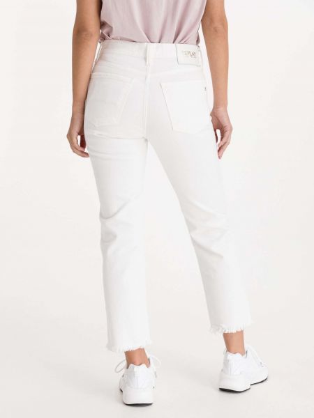 Priliehavé džínsy s rovným strihom Replay biela