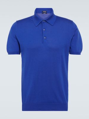 Памучна поло тениска Kiton синьо