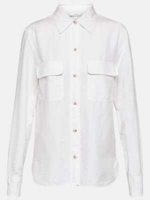 Хлопковая шелковая блузка Vince. белая