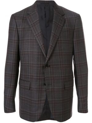 Sjekket lang blazer Zegna grå