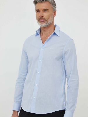 Bombažna srajca Armani Exchange modra