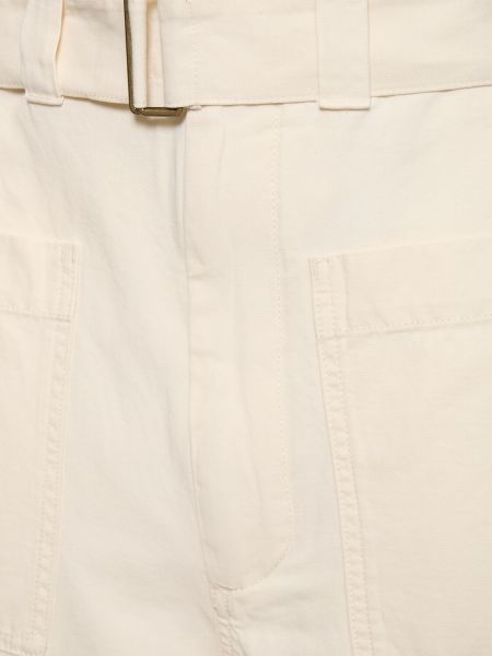 Pantalones de lino de algodón bootcut Soeur blanco