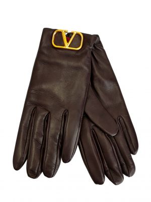 Кожаные перчатки Valentino Garavani, коричневые