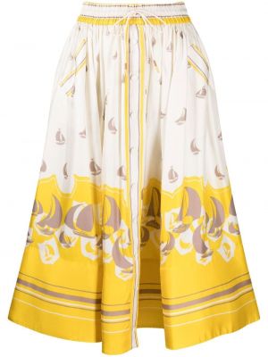 Hedvábné vzorované sukně s abstraktním vzorem Zimmermann - bílá