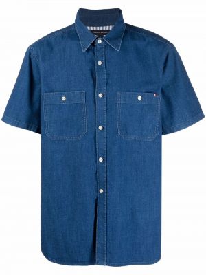 Дънкова риза с копчета Tommy Hilfiger синьо