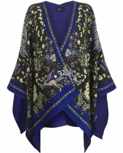 Jacquard poncho Etro blå