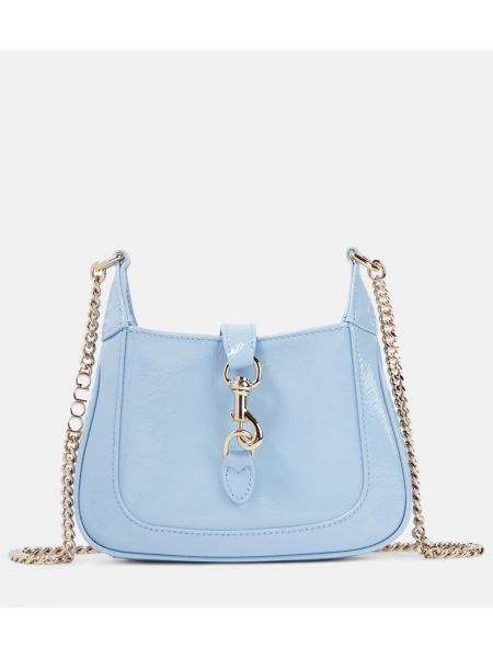Δερμάτινη τσάντα ώμου από λουστρίνι Gucci μπλε