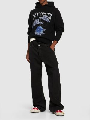Dzianinowa bluza z kapturem z nadrukiem Garment Workshop czarna