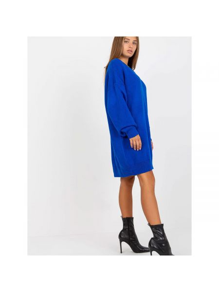 Pletené oversized pletené šaty Fashionhunters modré