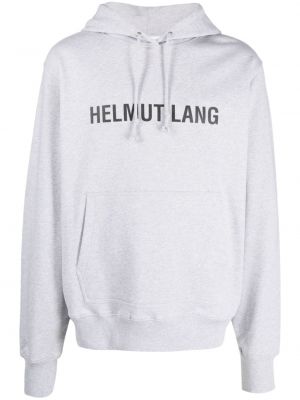 Hoodie en coton à imprimé Helmut Lang gris